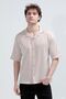 Men's Apaş Collar Short Sleeve Buttoned Shirt Beige - 26Y 1001