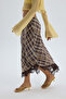 Maffy Lace Detail Plaid Yellow Midi Skirt - 4