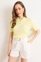 Women's Yellow Bow Embroidered Polo Collar Hair Knit Seasonal Knitwear Blouse Blz-19003222 - 5