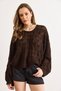 Women's Bitter Brown Geometric Detailed Loose Fit Seasonal Knitwear Blouse Blz-19003327 - 3