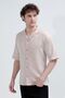 Men's Apaş Collar Short Sleeve Buttoned Shirt Beige - 26Y 1001 - 3