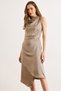 Women's Mink Jacquard Satin Belt Piece Degaje Collar Skirt Double-Breasted Dress Elb-19002640