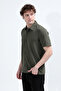 Men's Short Sleeve Buttoned Textured Shirt Khaki - 26Y 4093 - 6