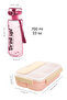 4 Compartment Lunch Box & 700 ml Water Bottle Set - Food Container with Fork and Spoon and Water Bottle with Carrying Handle Pink - 8