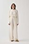 Ecru-Belted Elastic Muslin Trousers