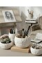 White Ceramic Pot with Raised Leaf Pattern Multipurpose Organiser - 7