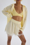 Sivota Lace Detail Striped Yellow Shirt Shorts Set - 2