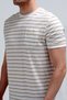 Men's Crew Neck Pocket Detailed 100% Cotton Striped T-Shirt Stone - 26Y 4057 - 2