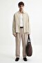 Beige Relaxed Fit Striped Men's Shirt