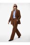 Wide-Leg Velvet Trousers with Pockets and Pleat Detail