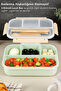 4 Compartment Lunch Box & 700 ml Water Bottle Set - Food Container with Fork and Spoon and Water Bottle with Carrying Handle Green - 2