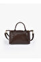 Knitted Textured Brown Shk135 Faux Leather, Single Compartment, Double Strap Hand, Arm and Cross Shoulder Bag - 4