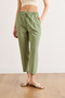 Women's Khaki Elastic Waist Woven Trousers with Pockets Pnt-19000406 - 5