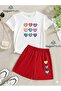 Nine Small Heart Printed T-Shirt Shorts Summer Children's Set