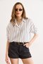 Women's White Striped Flowy Boyfriend Woven Viscose Shirt Gml-19001439 - 3