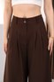 Women's Bitter Coffee High Waist Double Pleated Palazzo Wide Leg Fabric Trousers Stylish Comfortable Office Casual - 6