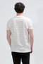 Men's Crew Neck Pocket Detailed 100% Cotton Striped T-Shirt Stone - 26Y 4057 - 6