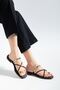 Jenet Women's Bitter Brown Gold Ring Detailed Daily Ring Sandals