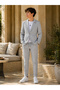 Boys' Linen Premium Striped Suit Set / Wedding, Graduation, and Special Occasions (Set of 5) - 4