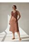Sleeveless V-Neck Large Size Casual Dress Coffee
