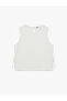 Cotton Round Neck Sleeveless Muslin Blouse with Tie Sides and Bow - 3