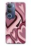 Vivo Y19S Compatible Burgundy Heart Patterned Transparent Phone Case