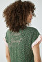 Back Print Detailed, Ruffled Sleeve Cuff, Buttoned Short Sleeve Shirt Nightgown - 5