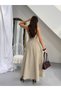 Women's Button and Belt Detailed Cotton Trench Strapless Dress - 2
