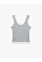 Slim Fit Sleeveless Ribbed U-Neck Camisole Blouse - 4