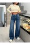 High Waist Wide Leg Women's Jean Pants – Casual Comfortable Cut Denim - 3