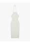 Slim Fit Sleeveless Window Detail Midi Halter Neck Dress - 4