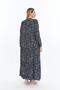 Navy Blue Shawl Patterned Plus Size Viscose Uzn Sleeves Cupped Mother's Dress - 7