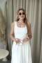 Buketli̇ Women's Belted Square Collar Thick Strap Long Dress - 2