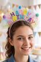 Happy Birthday Pastel Colored Tutu Tulle Pompom Party Crown - 9