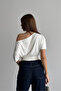 Bele Oturan Kayık Yaka Natural Viscose Blouse - 5