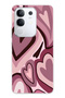 Vivo Y29 Compatible Claret Red Heart Patterned Transparent Phone Case
