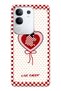 Vivo Y29 Compatible Red Checked Rabbit Patterned Transparent Phone Case