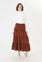 Cinnamon Maxi Length Layered Skirt with Volan Detail / Summer High Waist Comfortable Cut Casual & Stylish Combination - 7