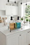 Black Square Metal 2-Piece Liquid Soap Dispenser Stand 250 ml 500 ml Compatible with 2 Glass Bottles