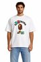 Unisex Women's Men's Bape Colorful Front Logo Printed Oversize Thick Fabric Relaxed Cut Cotton T-Shirt