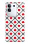 Vivo Y29 Compatible Retro Red Heart Patterned Transparent Phone Case