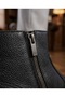 Men's Black Genuine Leather Fur-Trimmed Casual Daily Rubber Buckled Zippered Comfortable Winter Boots Shoes - 4