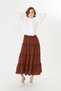 Cinnamon Maxi Length Layered Skirt with Volan Detail / Summer High Waist Comfortable Cut Casual & Stylish Combination - 4