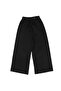 Girl's Black Corded Fabric Wide Leg Leggings Pants