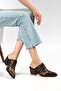 حذاء كاوبوي غربي مفتوح من الخلف بكعب مفتوح ولون بني ليوبارد غير لامع مع جلد تفاصيل مزينة بالمسامير شبشب - 5