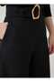 Gold Belt Detail Classic Trousers - Black - - 5