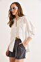 Women's White Textured Flowy Shirt Gml-19001440 - 2