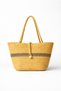 Camel Color Block Covered Straw Bag for Women Medium Size Shoulder Bag