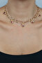 Red Stone Heart Detailed Gold Chain Necklace - 2