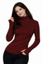 Burgundy Turtleneck Body Sweater with Finger Detail - 6